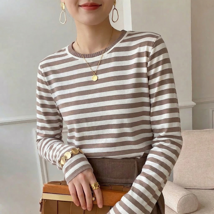 Lena Striped Cotton Tee