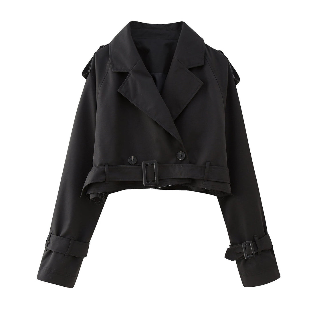 Virelle | Women's Cropped Double-Breasted Trench Jacket