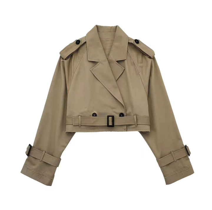 Virelle | Women's Cropped Double-Breasted Trench Jacket