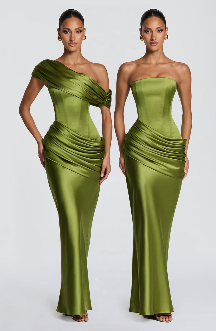 Lottie | Women's Evening Satin Corset Maxi Dress