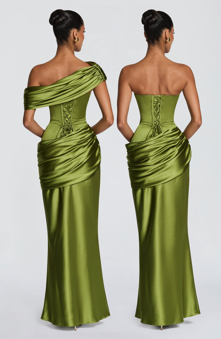 Lottie | Women's Evening Satin Corset Maxi Dress