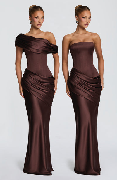 Lottie | Women's Evening Satin Corset Maxi Dress