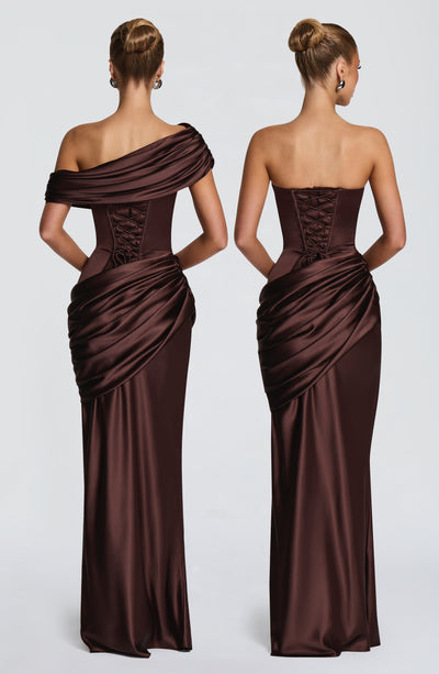Lottie | Women's Evening Satin Corset Maxi Dress