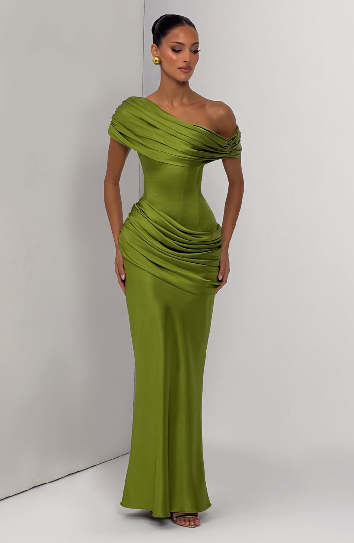 Lottie | Women's Evening Satin Corset Maxi Dress