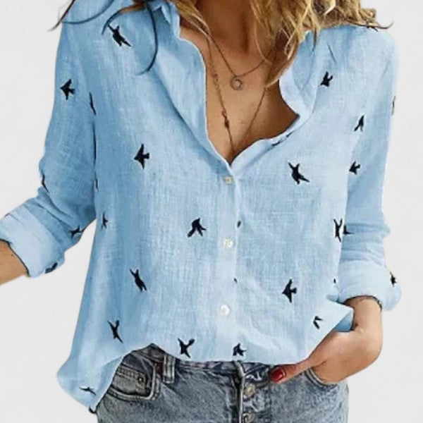 Sabine | Romantic Botanical V-Neck Floral Blouse