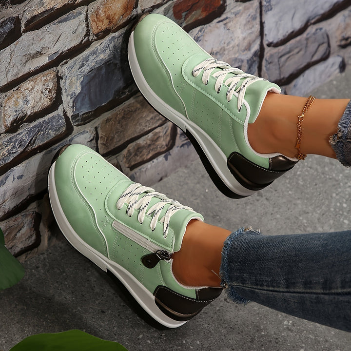 Cushioned Low-Top Sneakers for Women – Zipper Accent Design
