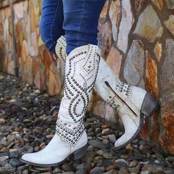 Rivet Knee High Boots for Women – Bold & Stylish Cowgirl Design