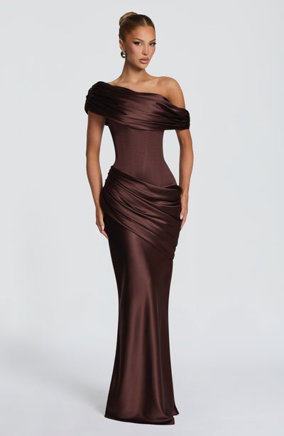 Lottie | Women's Evening Satin Corset Maxi Dress