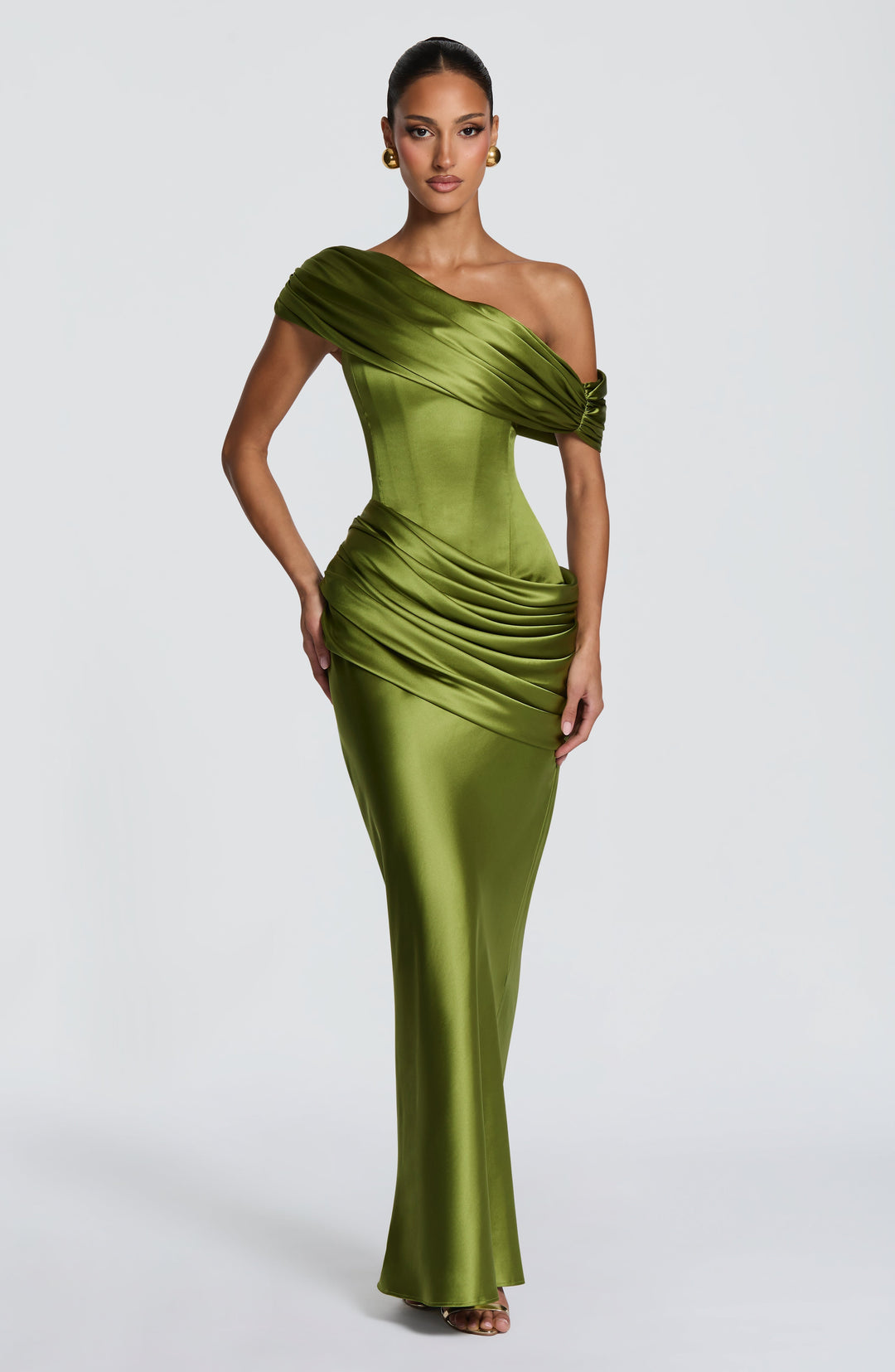 Lottie | Women's Evening Satin Corset Maxi Dress
