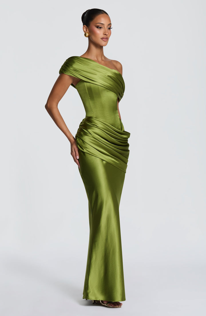 Lottie | Women's Evening Satin Corset Maxi Dress