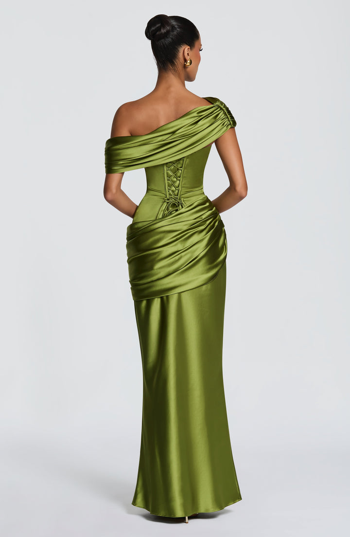 Lottie | Women's Evening Satin Corset Maxi Dress