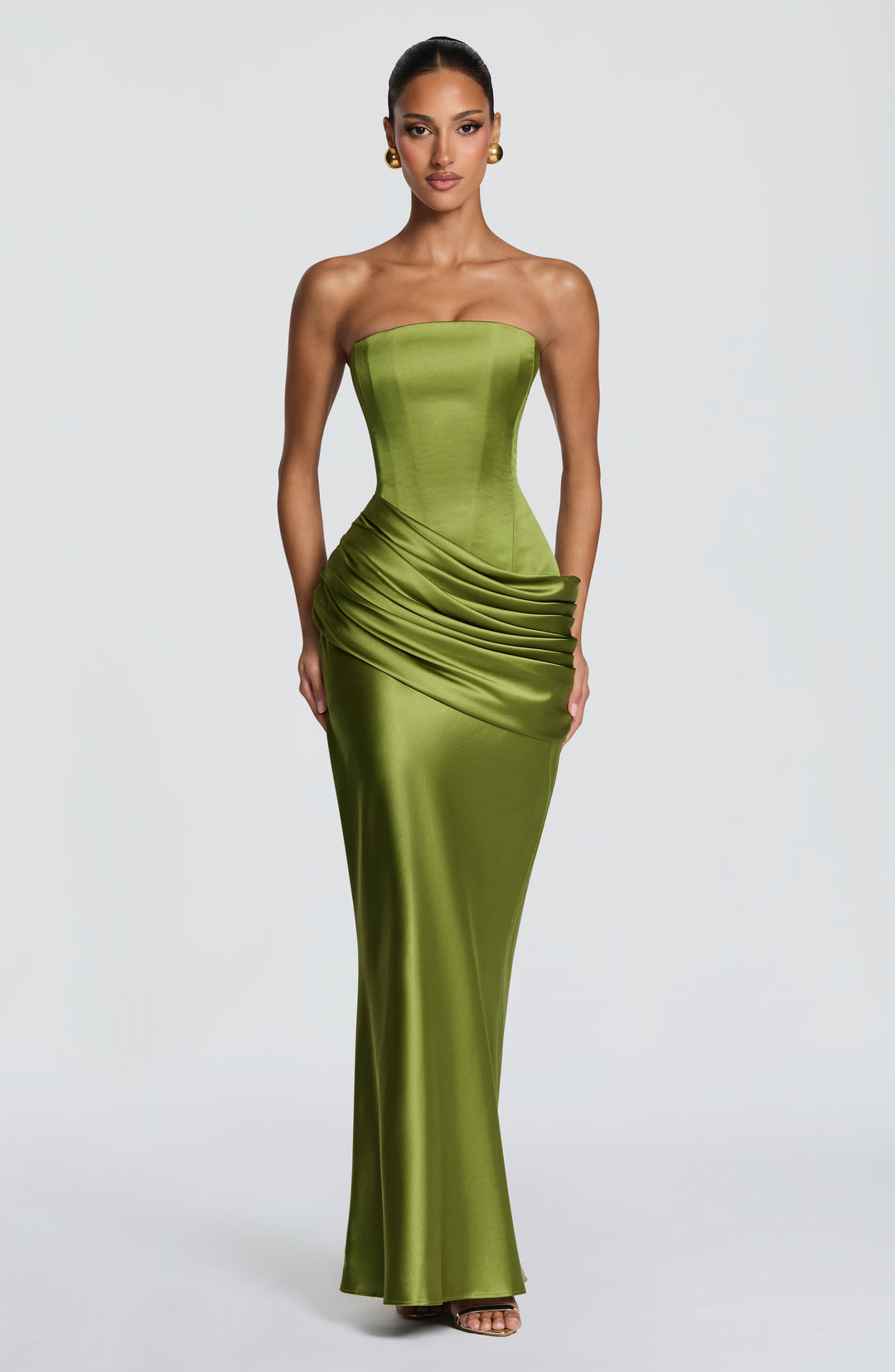 Lottie | Women's Evening Satin Corset Maxi Dress