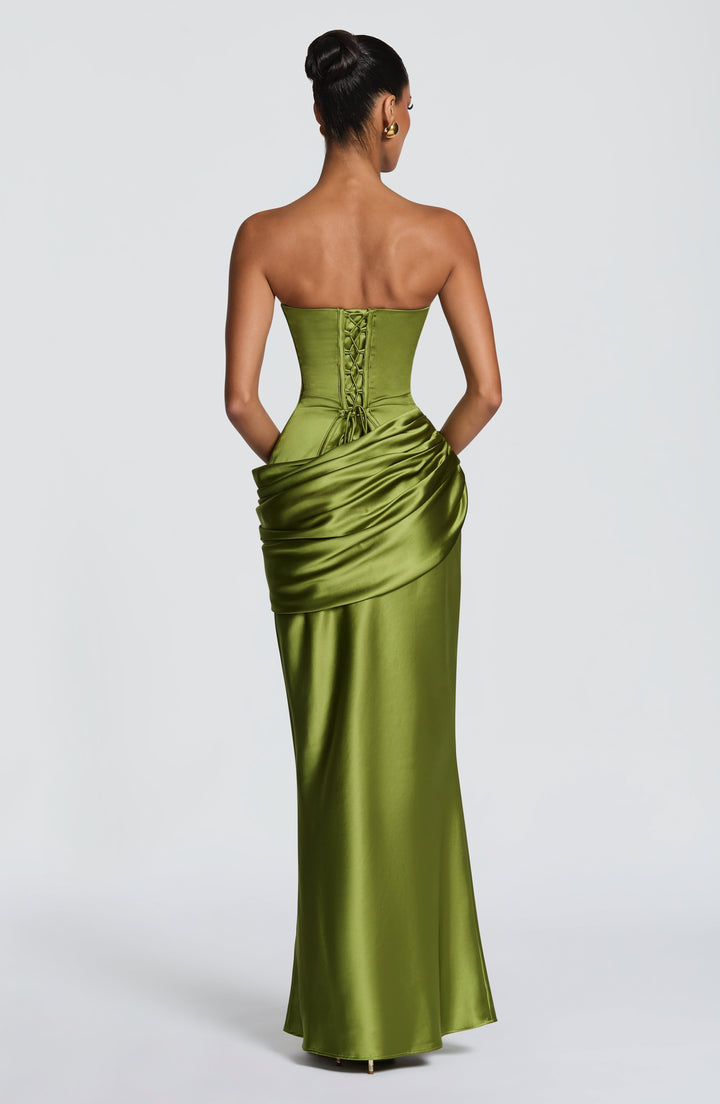 Lottie | Women's Evening Satin Corset Maxi Dress