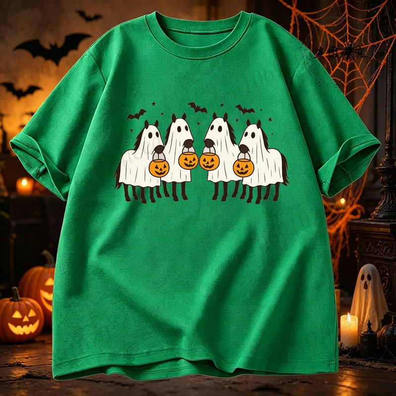 Women's Halloween Horse Graphic Funny T-Shirt