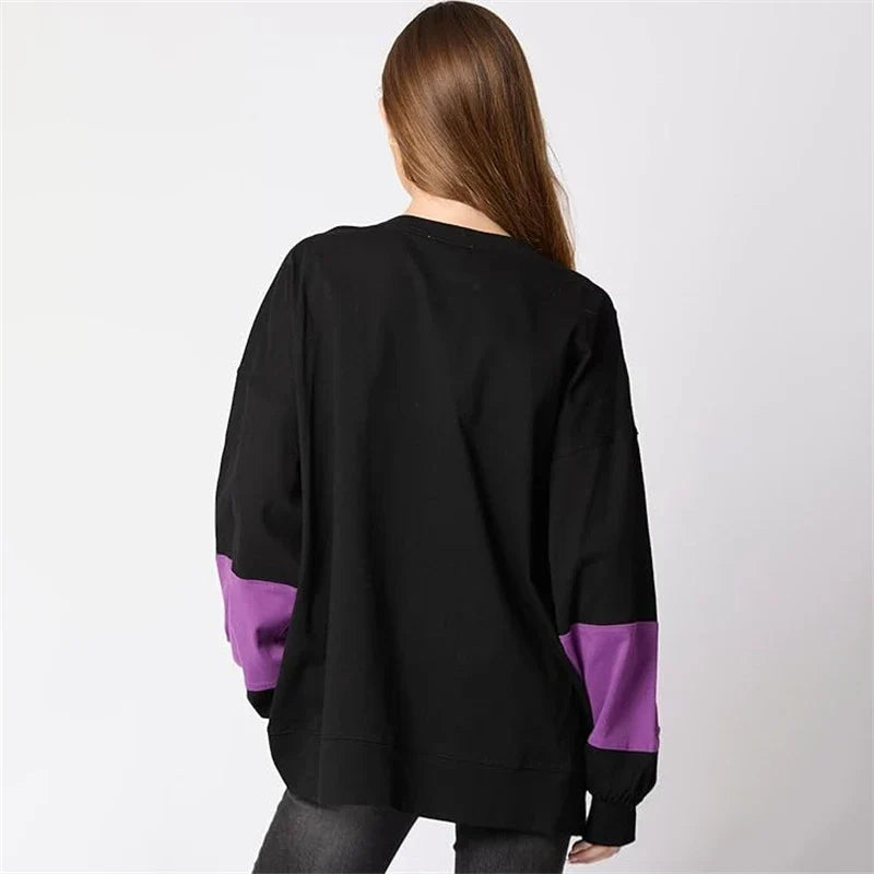 Spooky Sequined Letter Candy Halloween Pullover Hoodie | Cute Patchwork Fall Sweatshirt