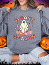 Spooky Season Ghost Print Fleece Halloween Sweatshirt