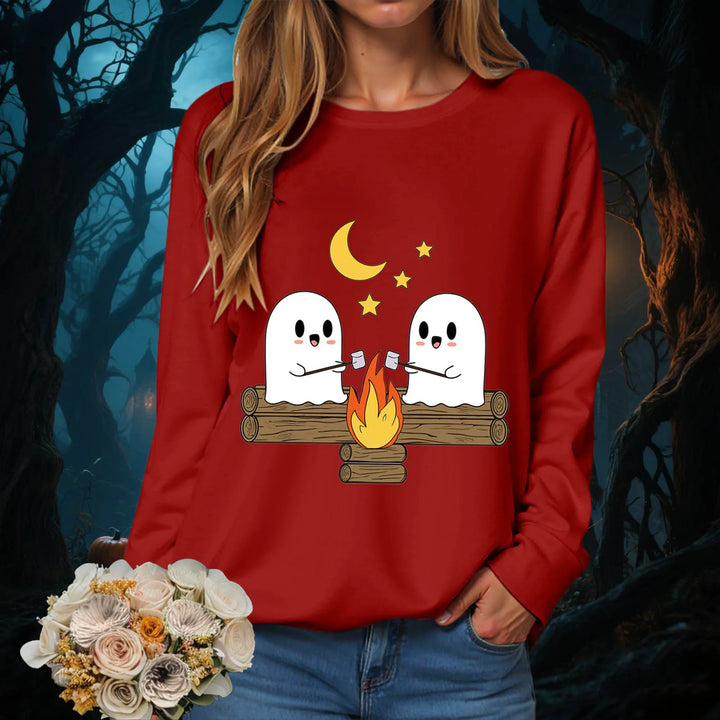 Women's Halloween Print Funnel Neck Sweatshirt