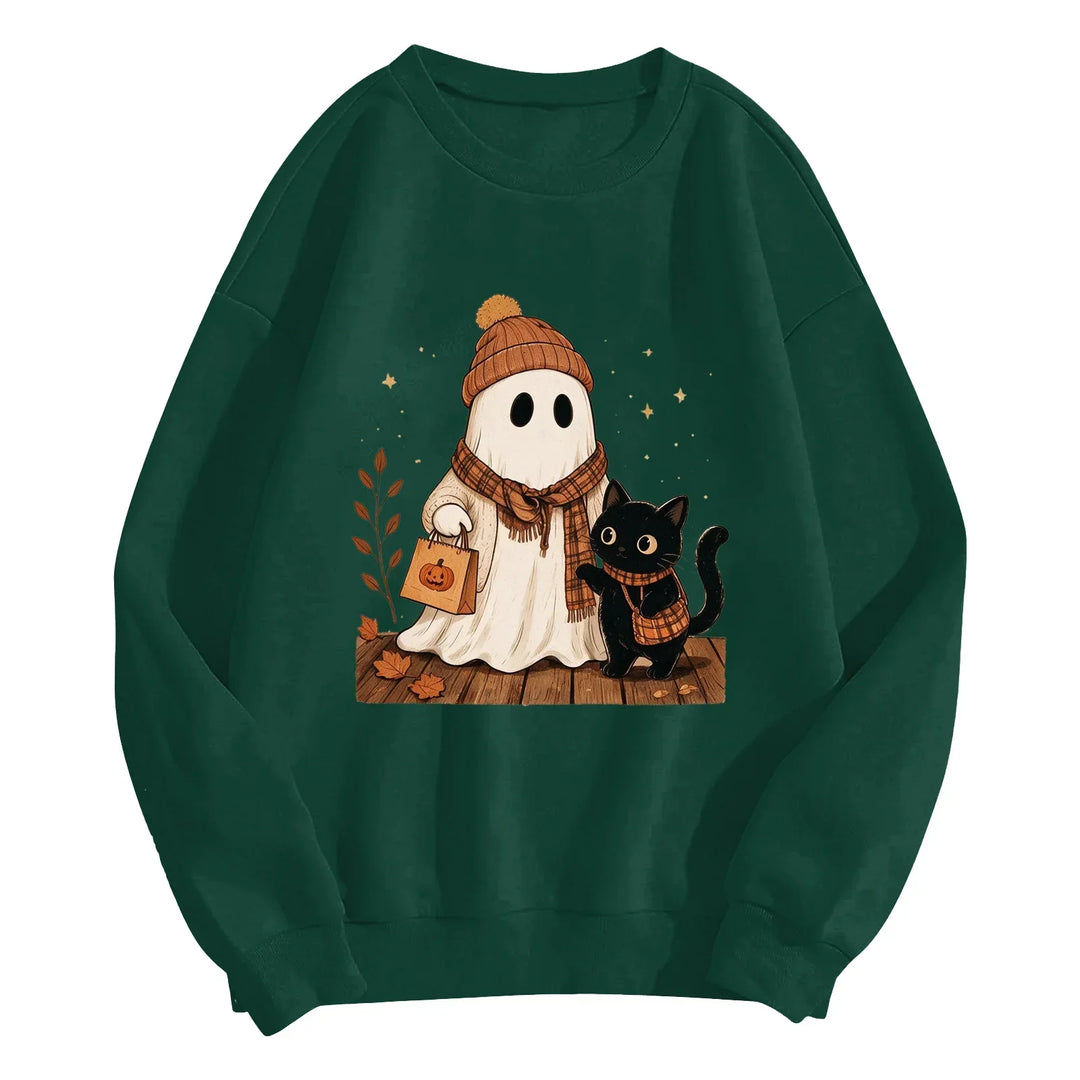 Women's Halloween Colorblock Sleeve Crewneck Sweatshirt