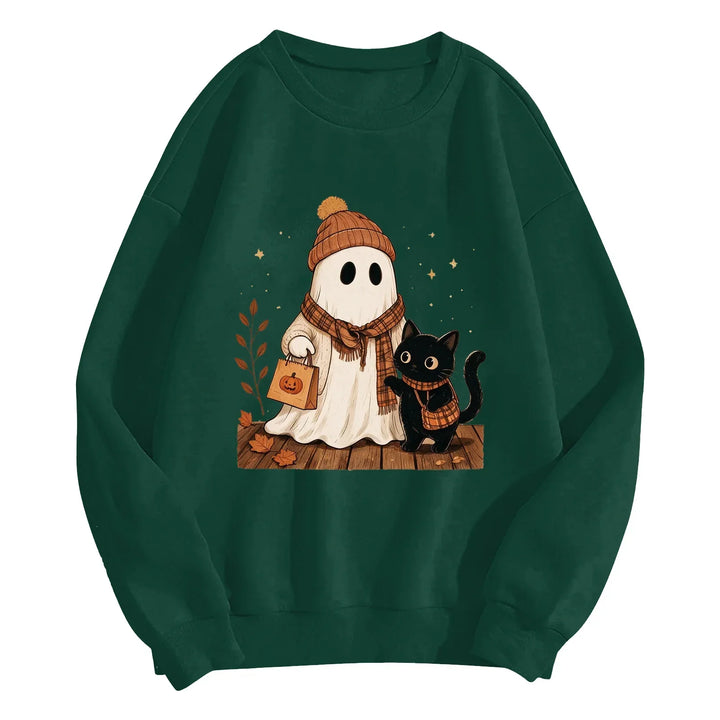 Women's Halloween Colorblock Sleeve Crewneck Sweatshirt