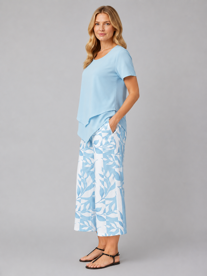 Women's Relaxed Two-Piece Set – Layered Top & Wide Leg Pants