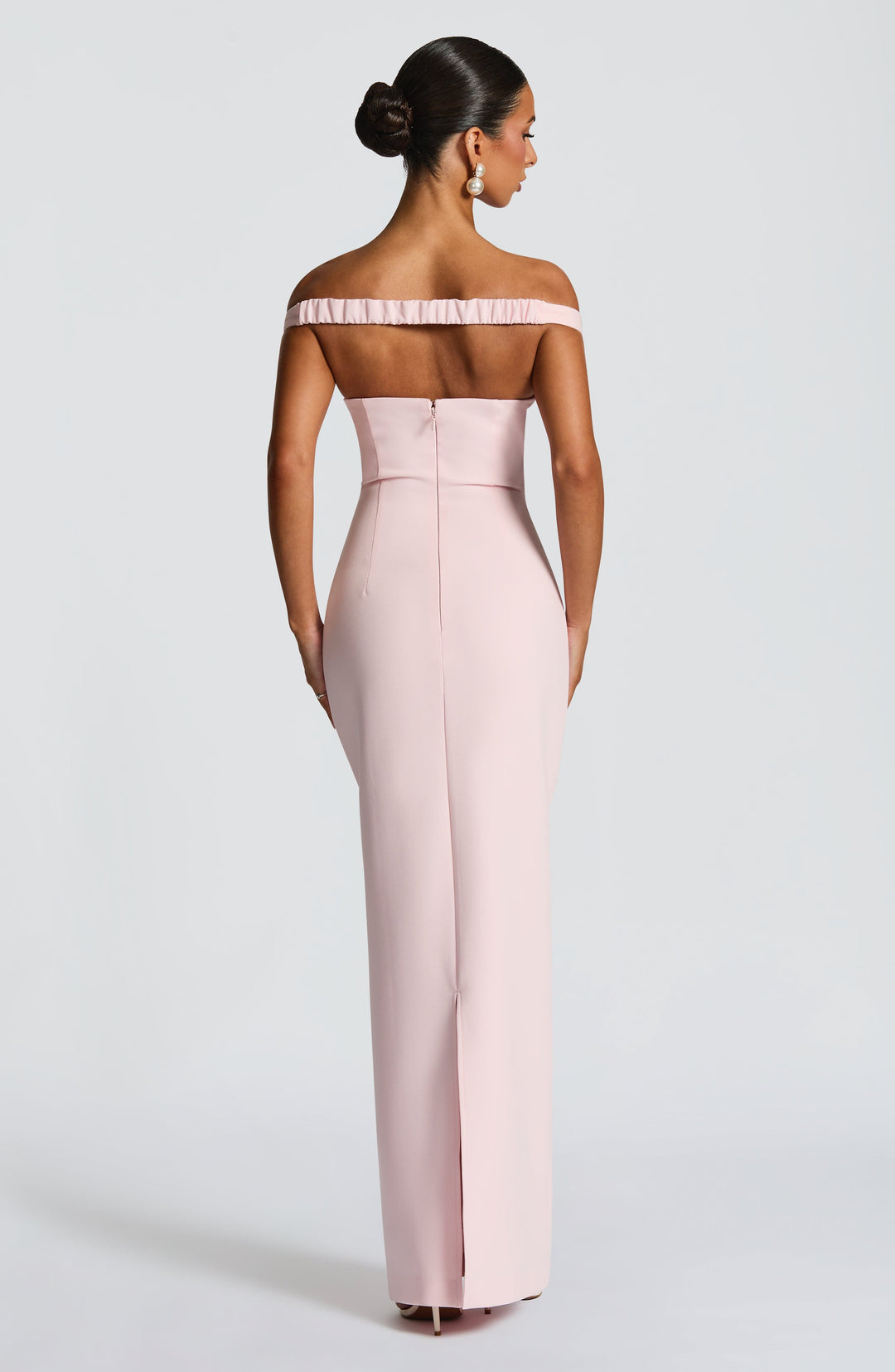 Clementine | Women's Elegant Crepe Bardot Maxi Dress