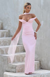 Clementine | Women's Elegant Crepe Bardot Maxi Dress
