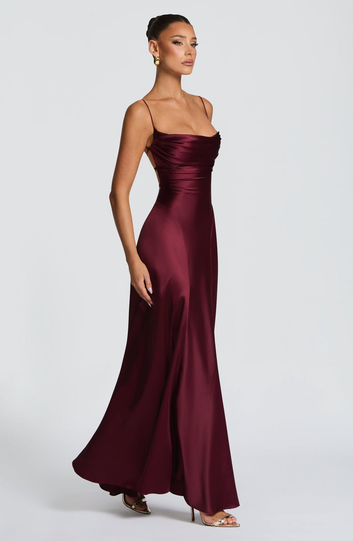 Lorna | Women's Satin Cowl Neck Maxi Dress