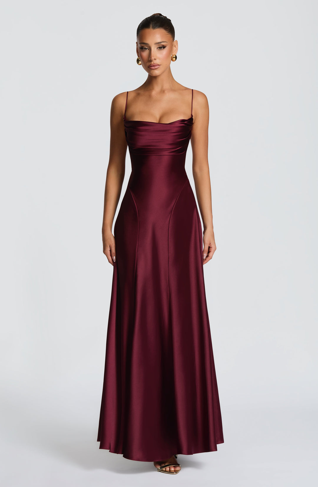 Lorna | Women's Satin Cowl Neck Maxi Dress