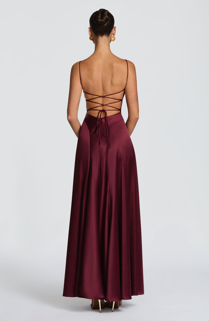 Lorna | Women's Satin Cowl Neck Maxi Dress