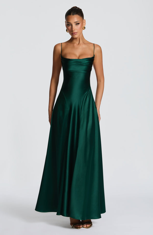 Lorna | Women's Satin Cowl Neck Maxi Dress