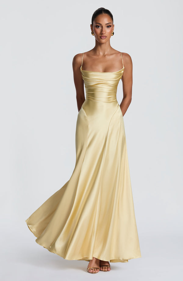 Lorna | Women's Satin Cowl Neck Maxi Dress