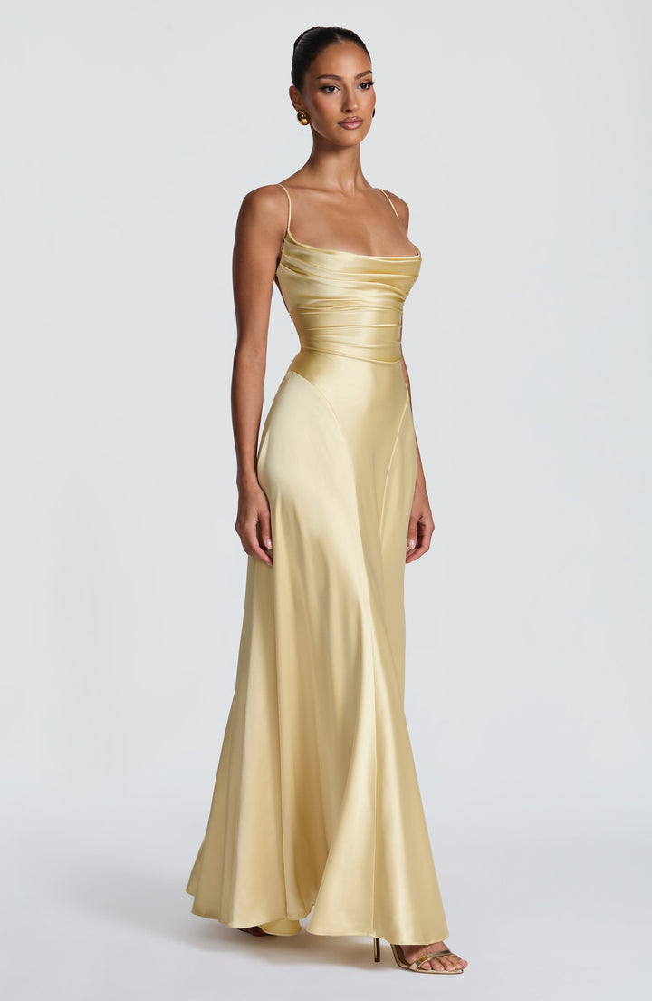 Lorna | Women's Satin Cowl Neck Maxi Dress
