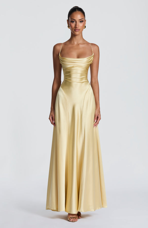 Lorna | Women's Satin Cowl Neck Maxi Dress