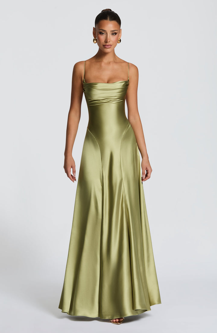 Lorna | Women's Satin Cowl Neck Maxi Dress