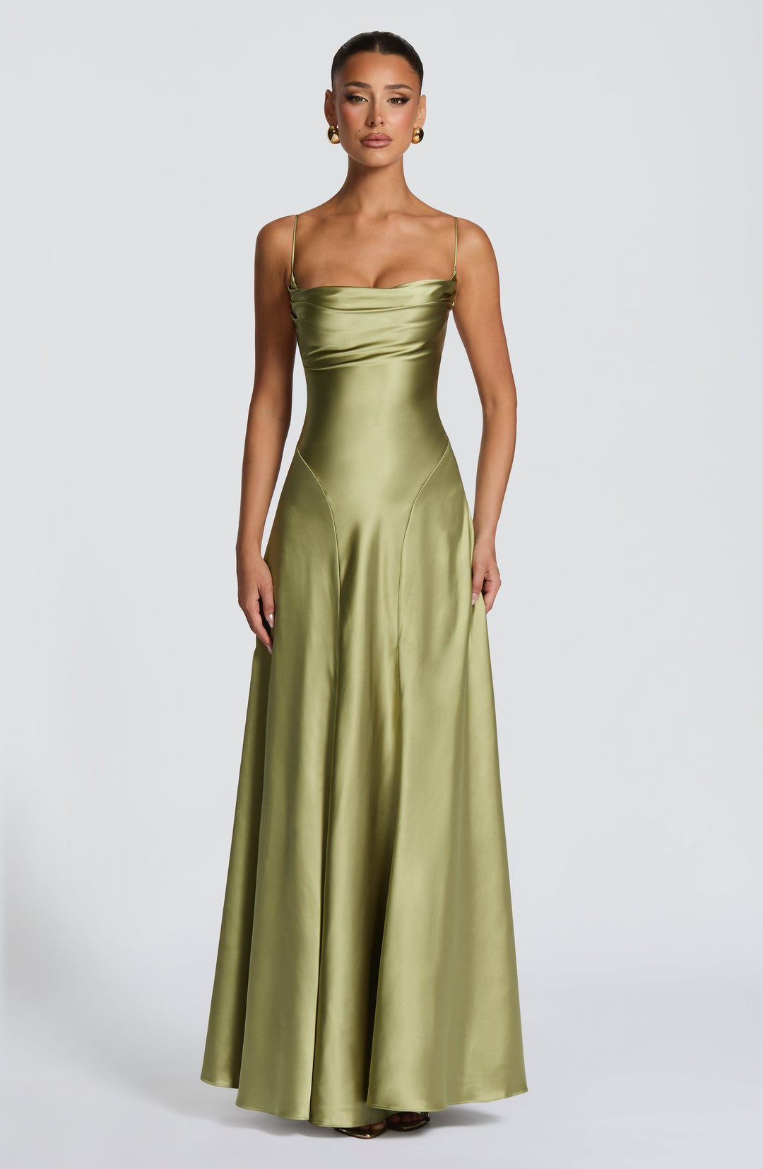 Lorna | Women's Satin Cowl Neck Maxi Dress