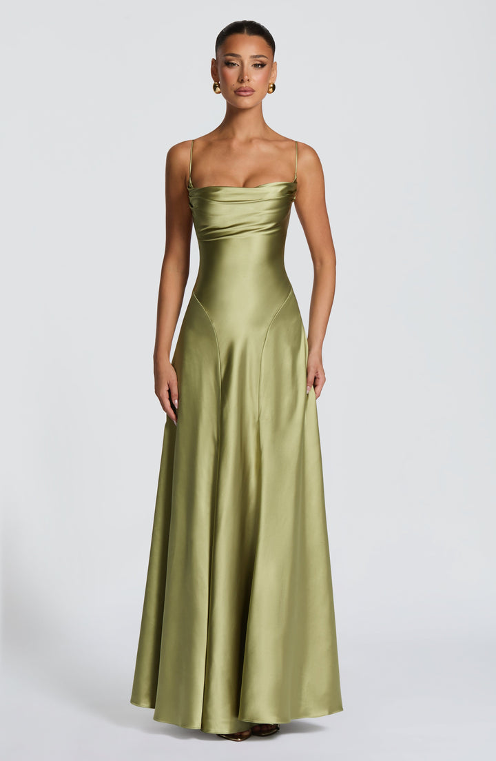 Lorna | Women's Satin Cowl Neck Maxi Dress