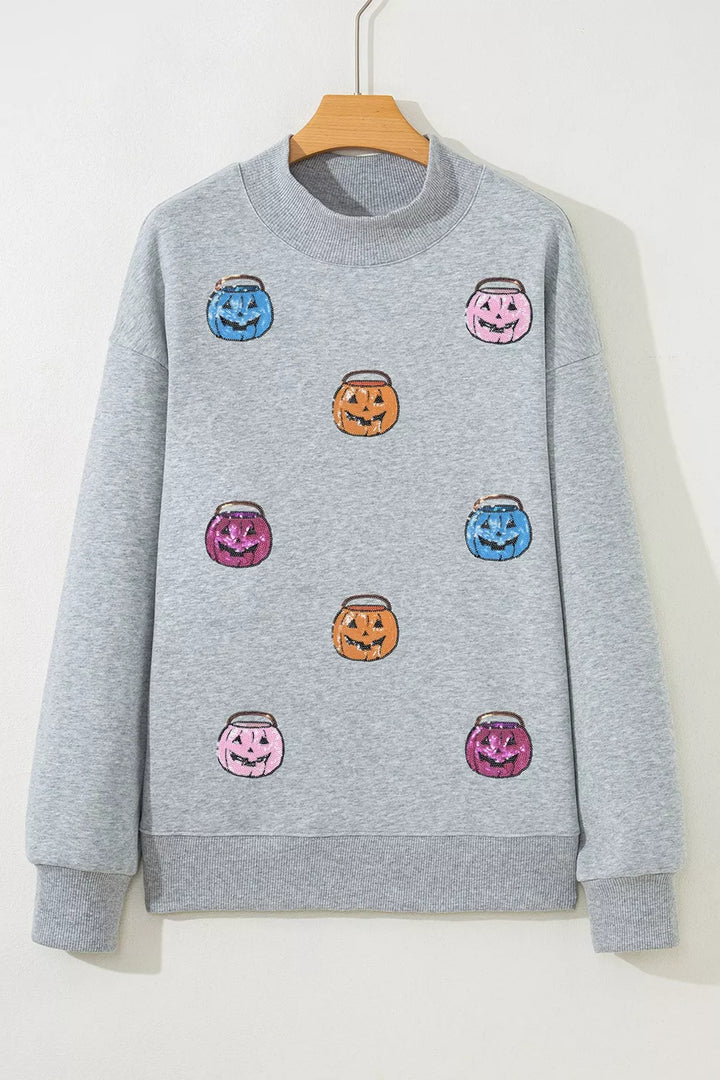 Women's Pumpkin Halloween Sweatshirt - Sparkly Fall Graphic Pullover