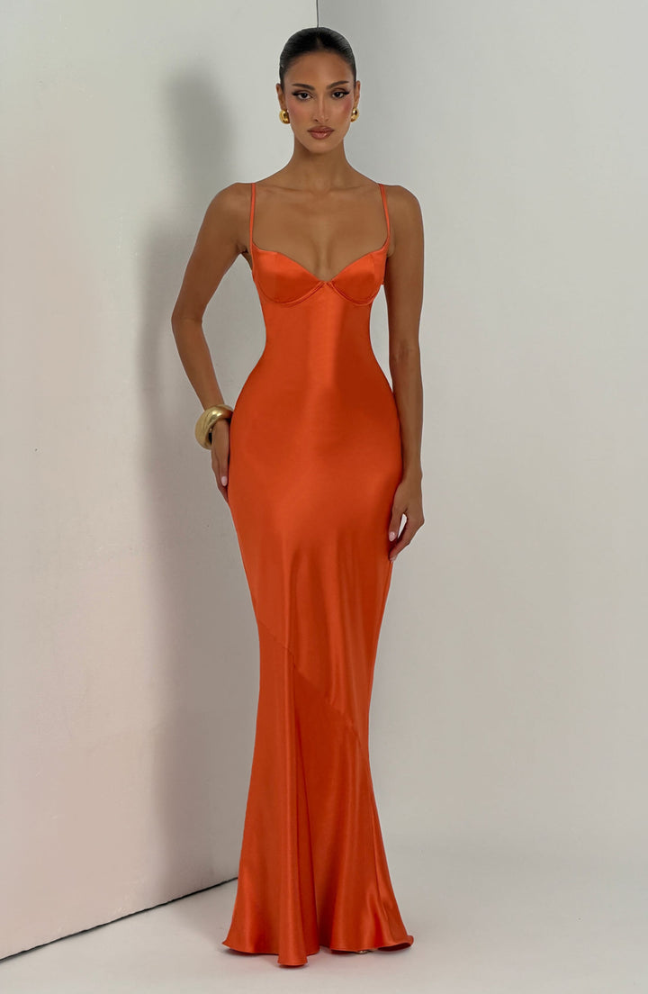 Gilda | Women's Evening Satin Cupped Maxi Dress