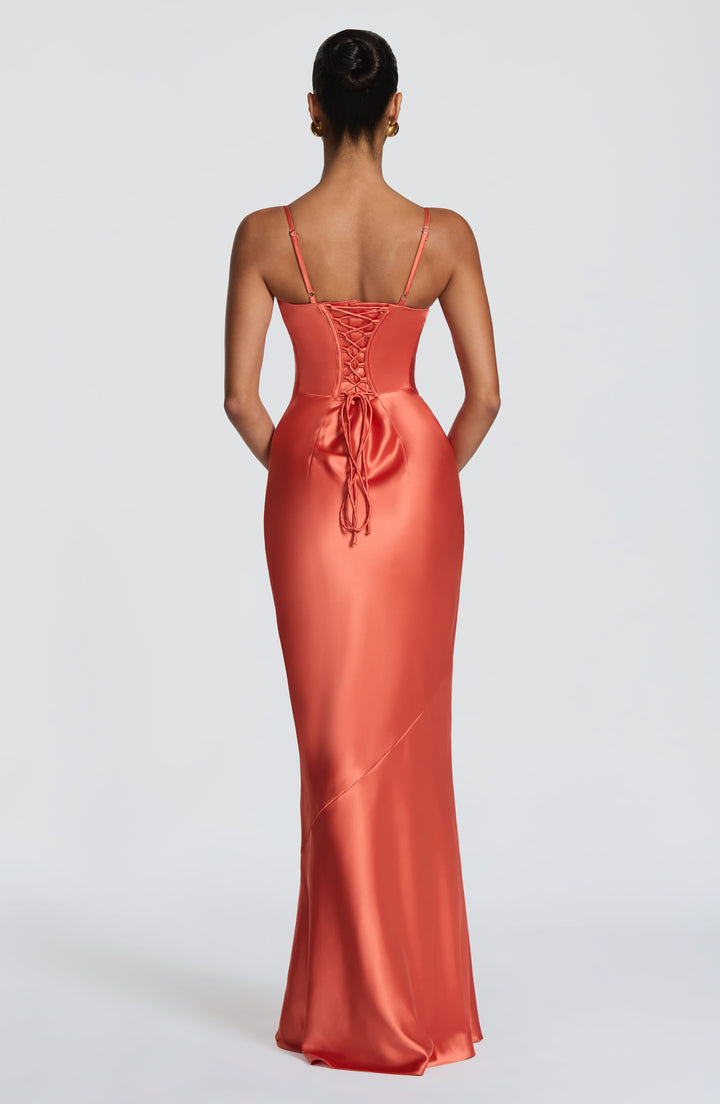 Gilda | Women's Evening Satin Cupped Maxi Dress