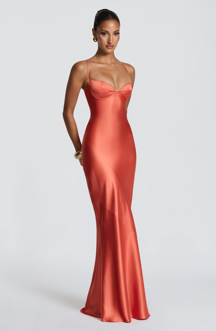 Gilda | Women's Evening Satin Cupped Maxi Dress