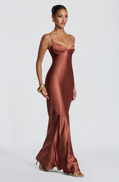 Gilda | Women's Evening Satin Cupped Maxi Dress