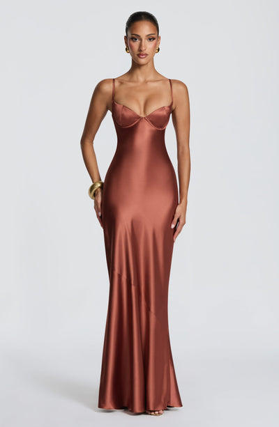 Gilda | Women's Evening Satin Cupped Maxi Dress