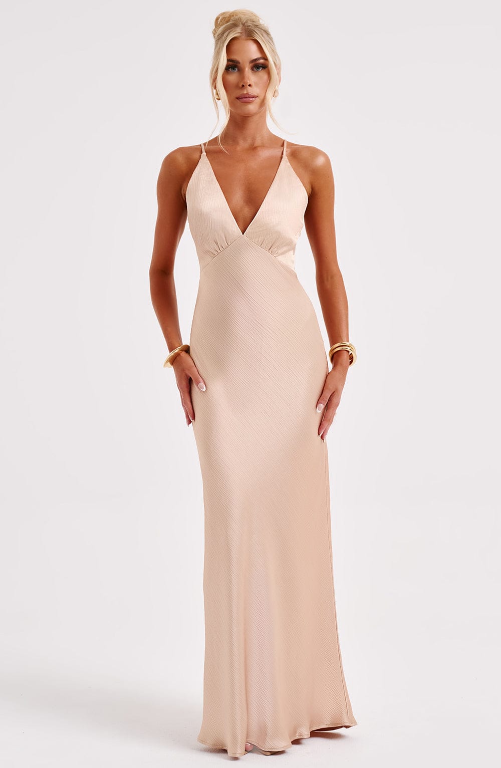 Camille | Women's Satin Backless Maxi Dress
