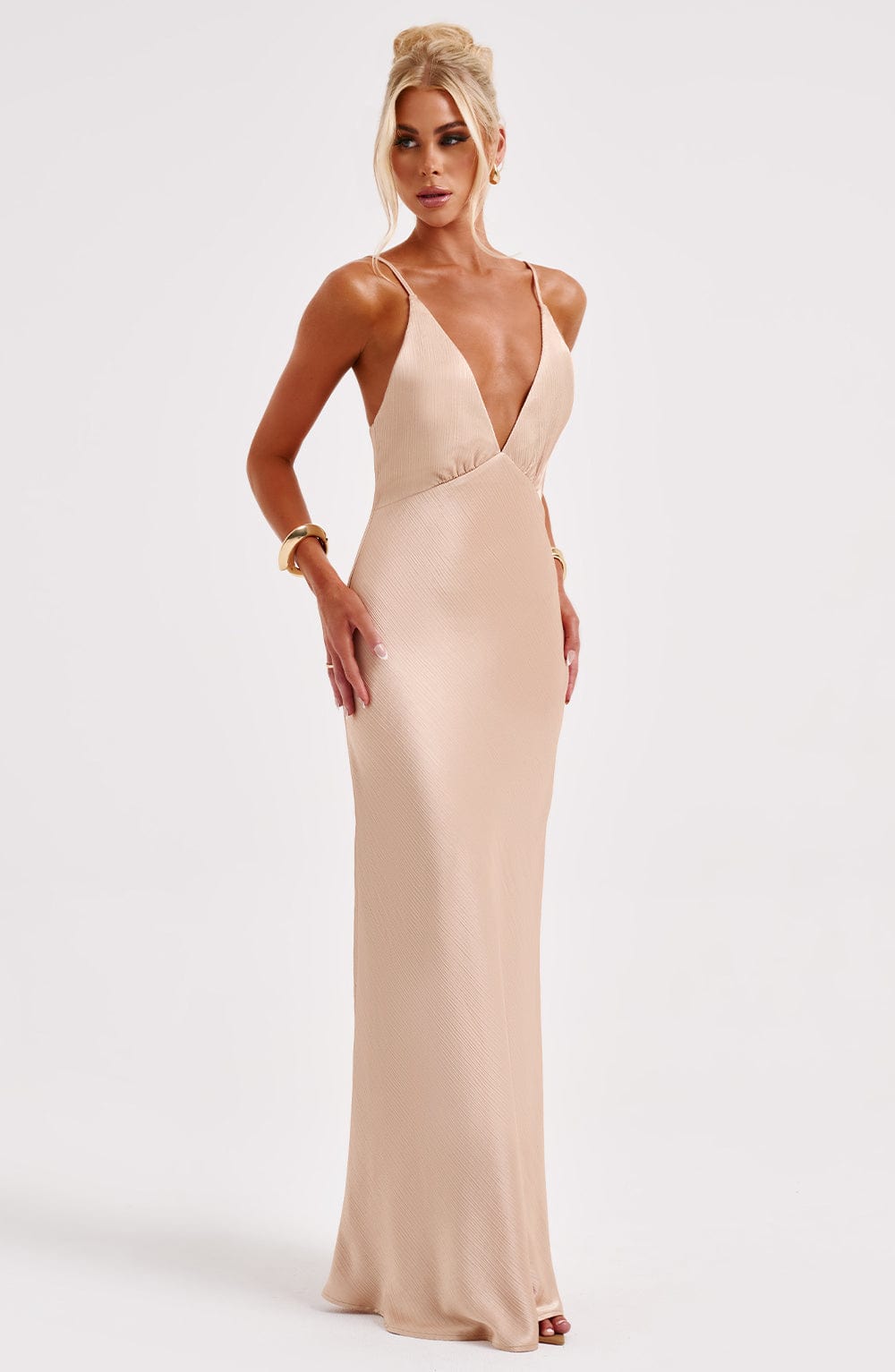 Camille | Women's Satin Backless Maxi Dress