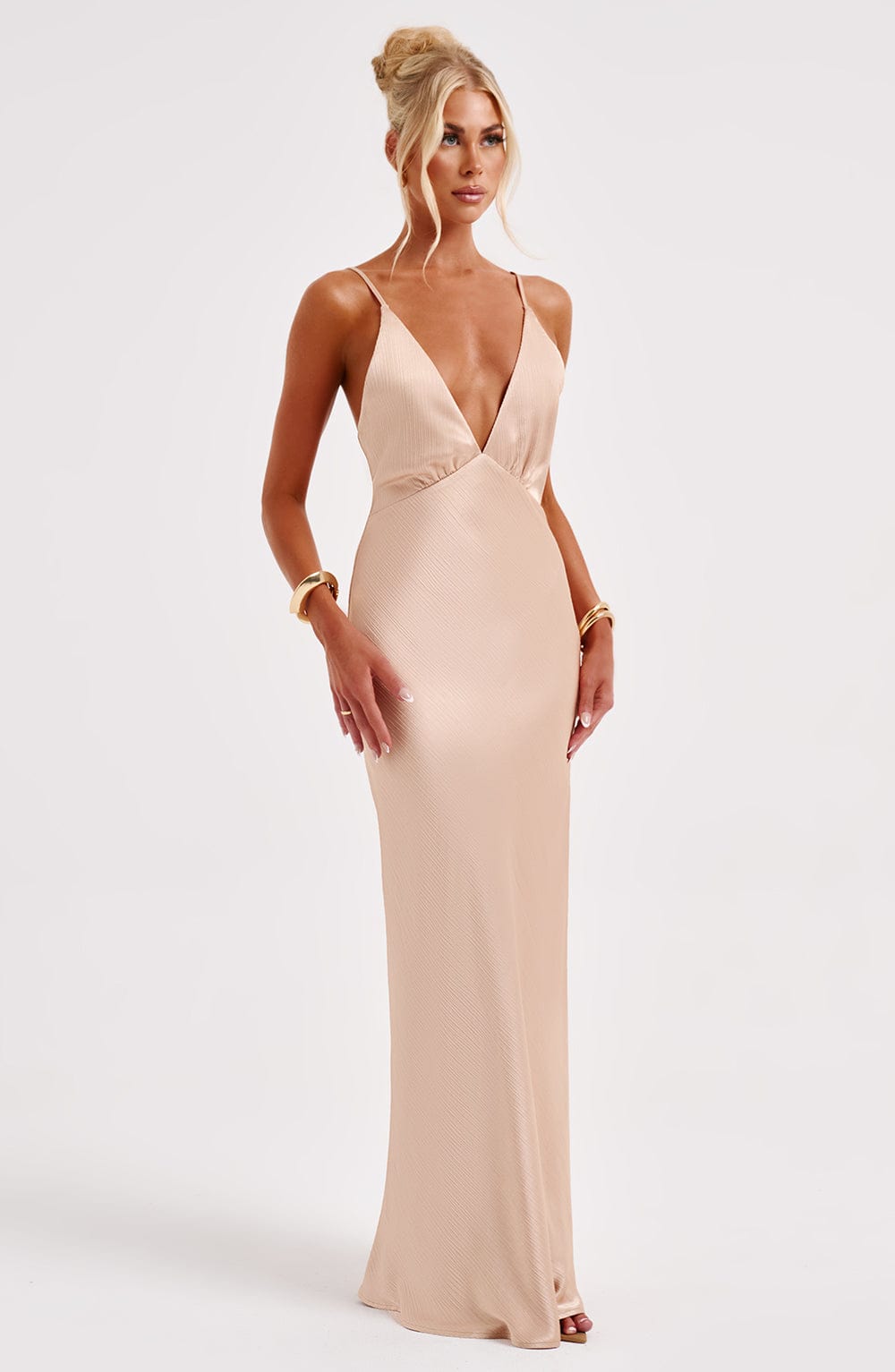 Camille | Women's Satin Backless Maxi Dress