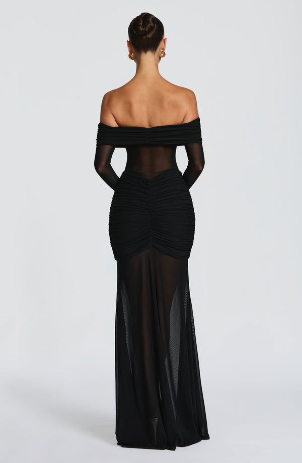 Juno | Women's Mesh Bardot Maxi Dress