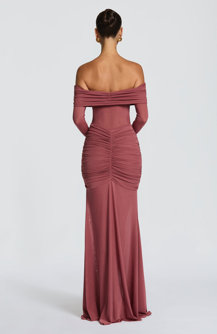 Juno | Women's Mesh Bardot Maxi Dress
