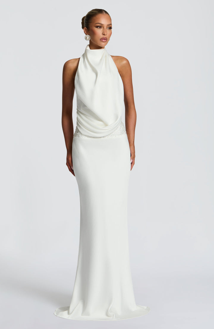 Kendra | Women's Satin Cowl Neck Maxi Dress