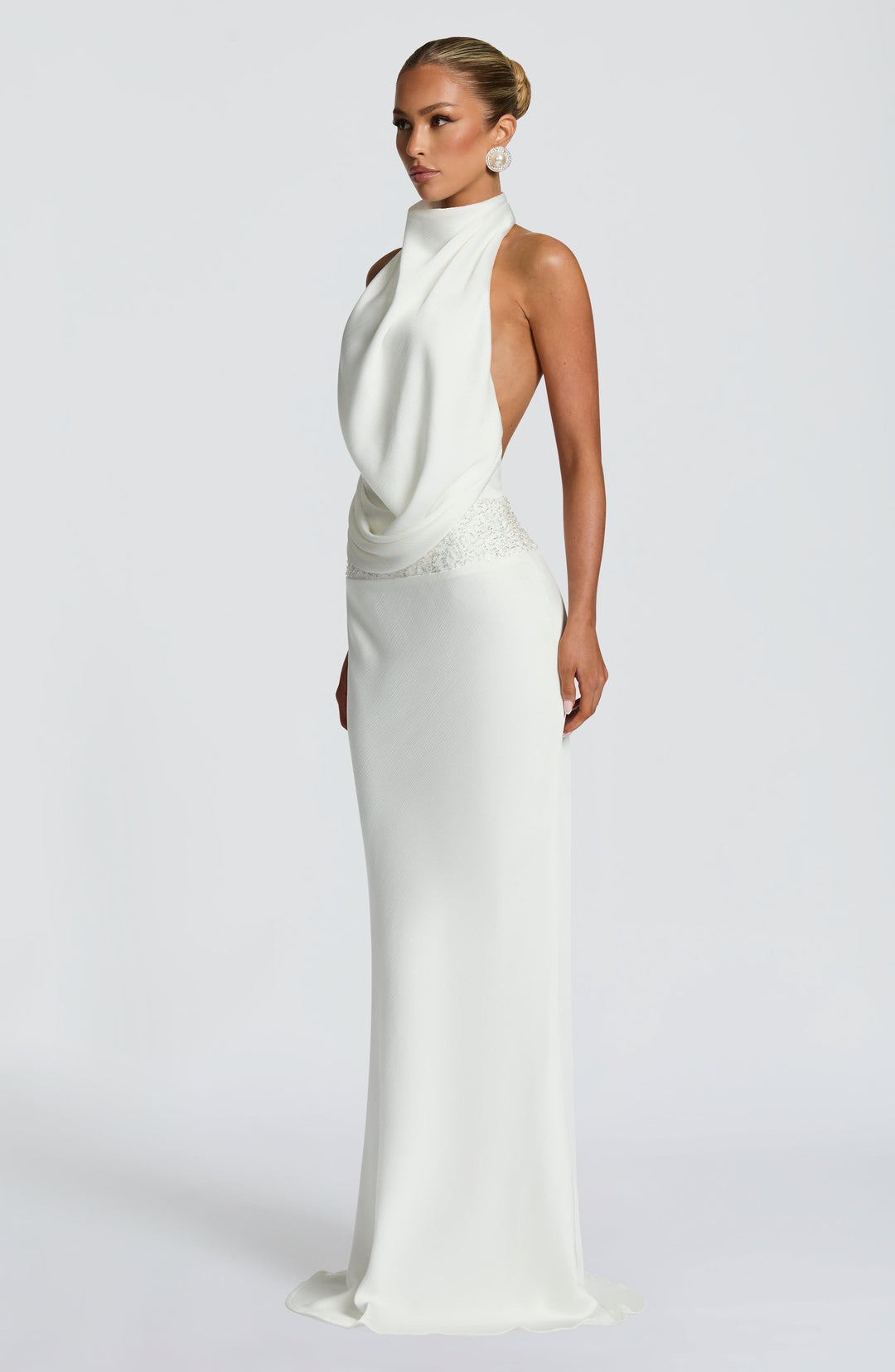 Kendra | Women's Satin Cowl Neck Maxi Dress