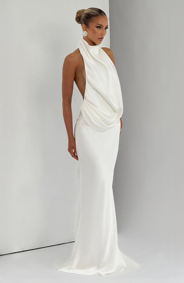 Kendra | Women's Satin Cowl Neck Maxi Dress